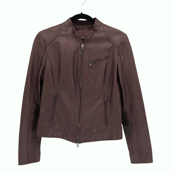 Robert Comstock Jackets & Blazers - Robert Comstock Leather Jacket Moto Racer Biker Womens 42 / M Fitted Brown Italy